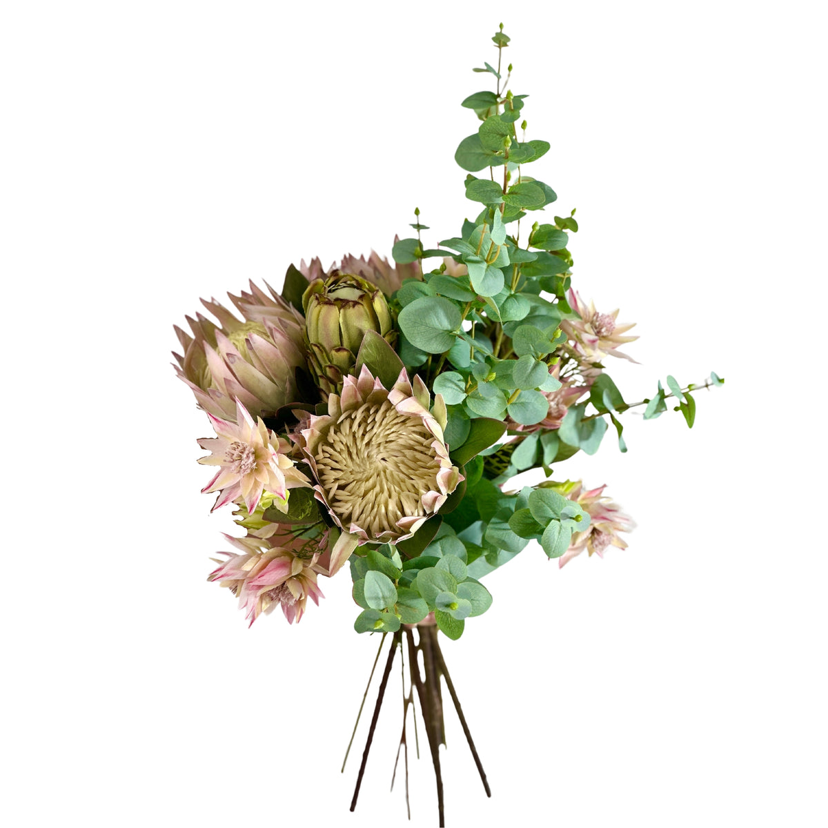 Protea Eucalyptus & Blushing Bride Tied Flower Bunch