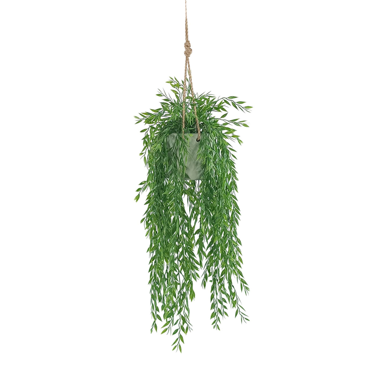 Hanging Grass Bush in Light Green Ceramic Hanging Pot