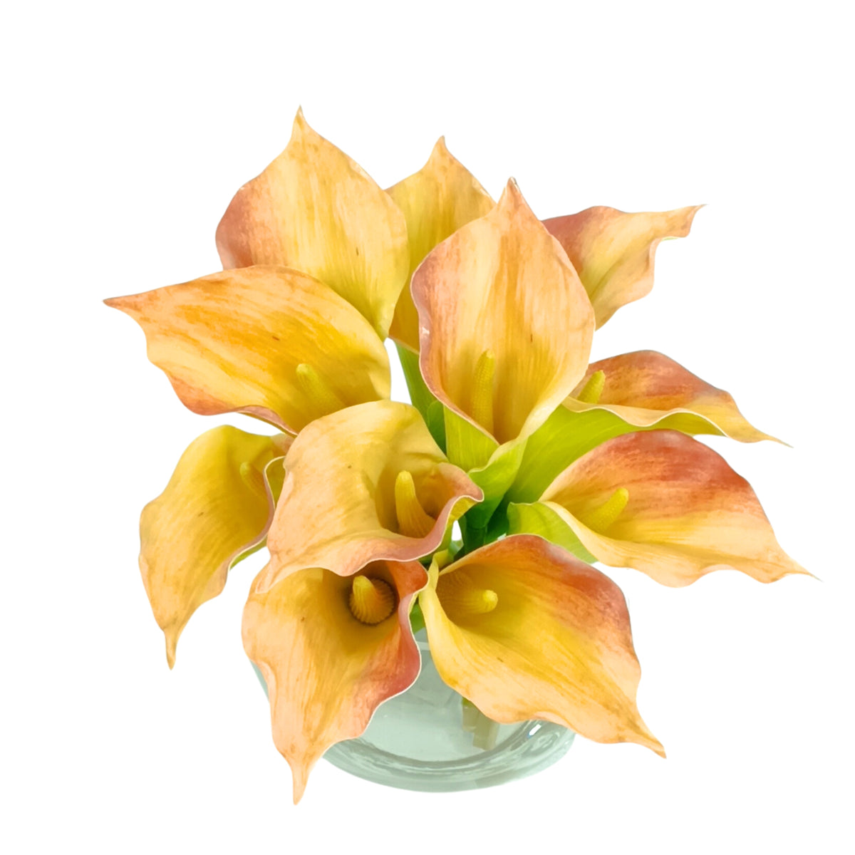 Arum Lily Orange in Glass Fishbowl Vase