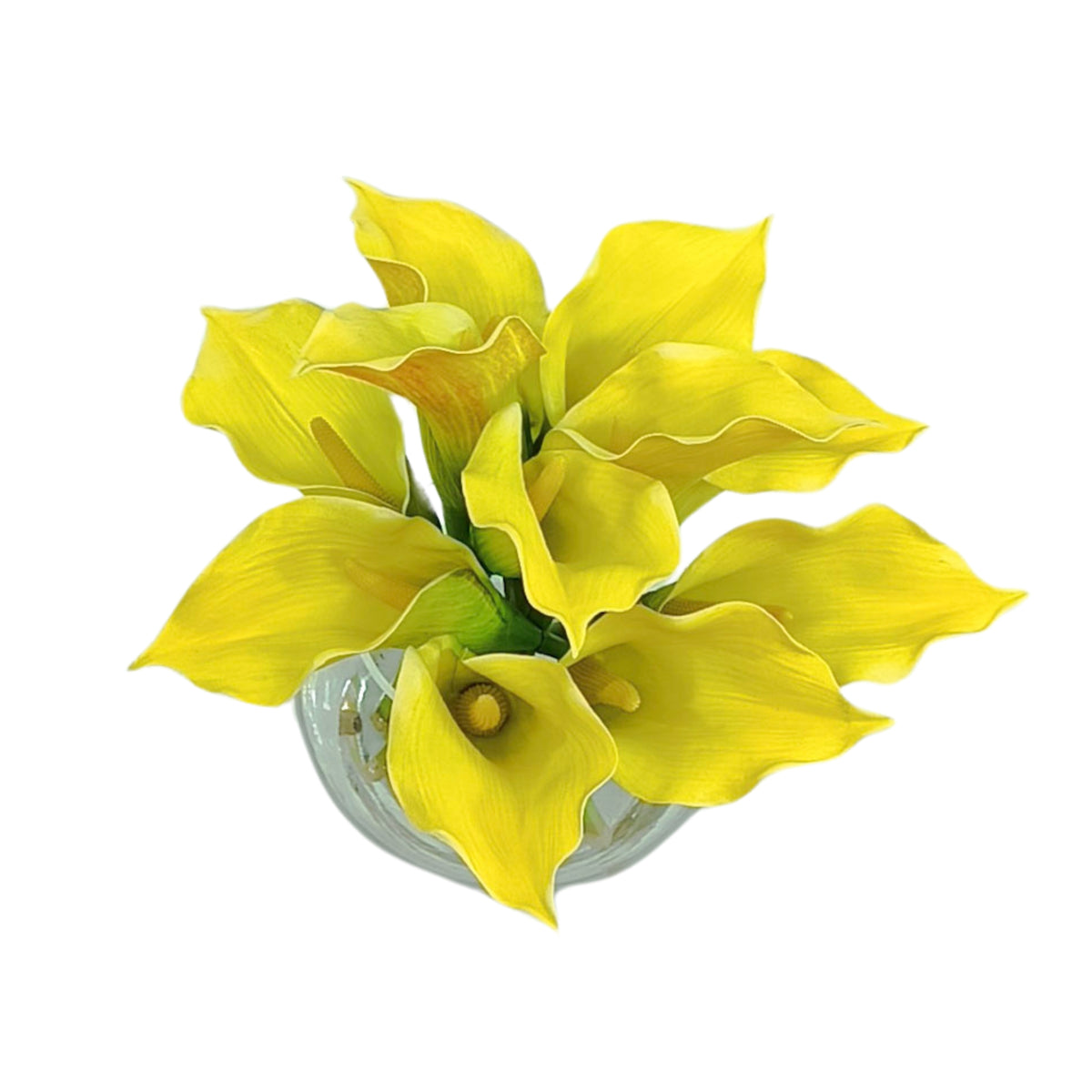 Arum Lily Yellow in Glass Fishbowl Vase