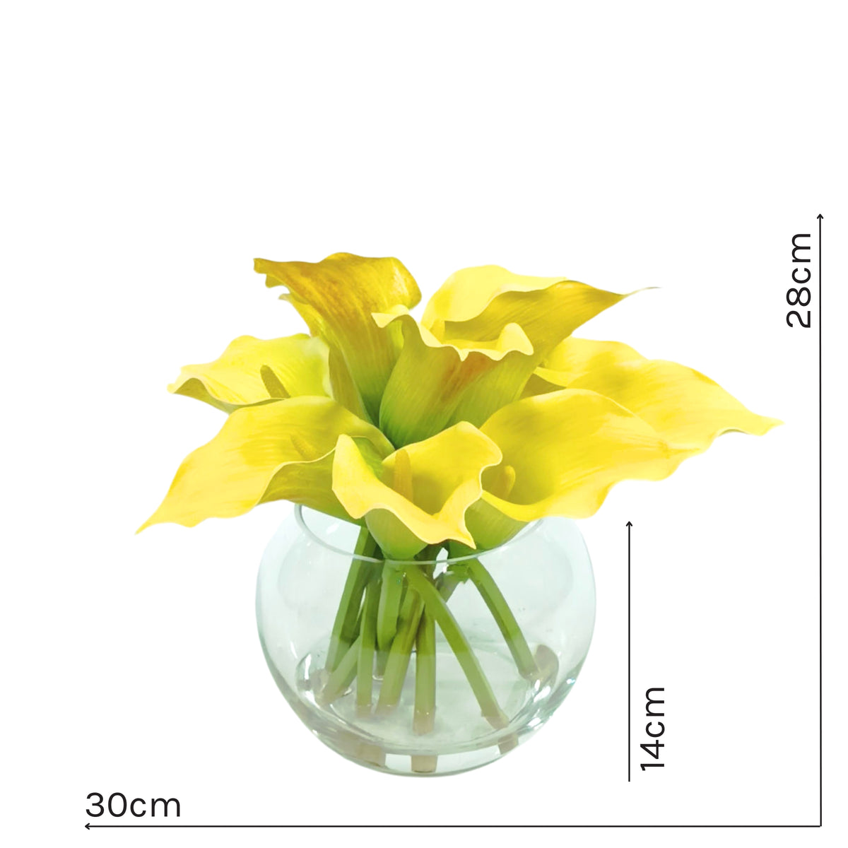 Arum Lily Yellow in Glass Fishbowl Vase