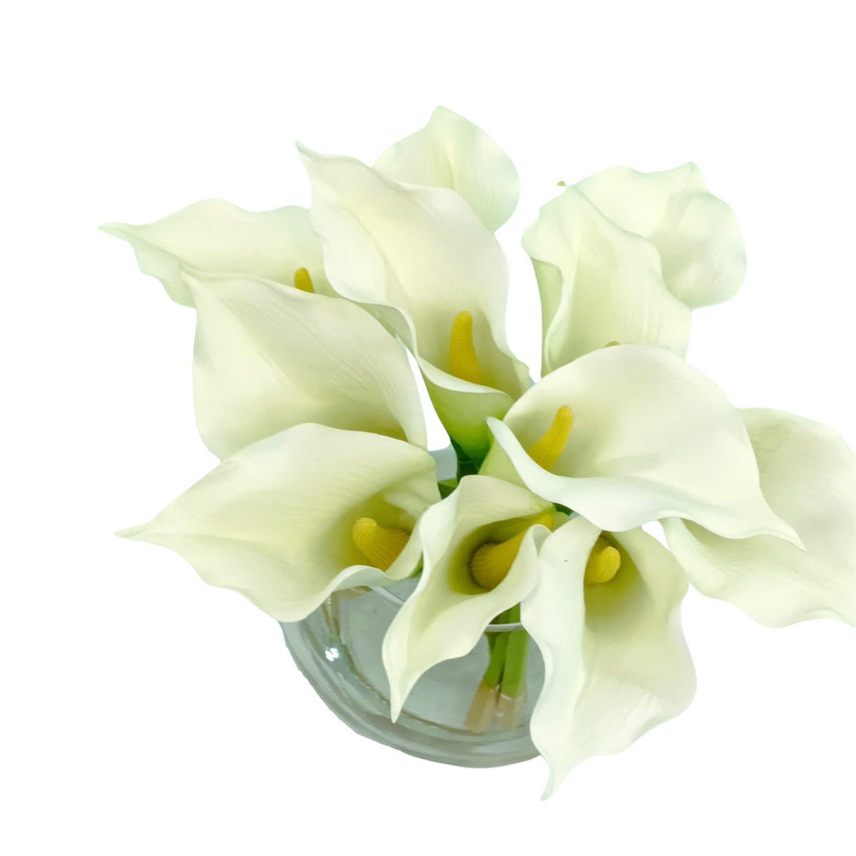 Arum Lily White in Glass Fishbowl Vase