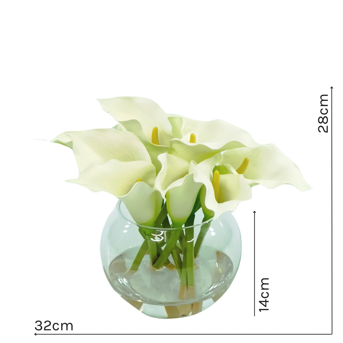 Arum Lily White in Glass Fishbowl Vase