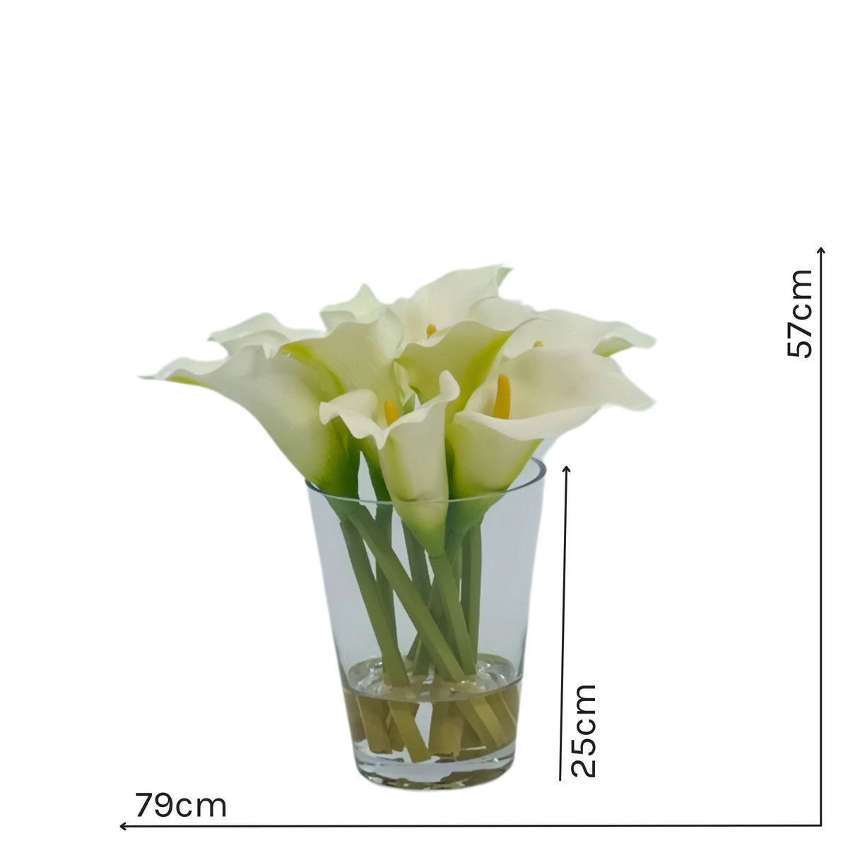 Arum Lily White Arrangement in Cone Glass Vase