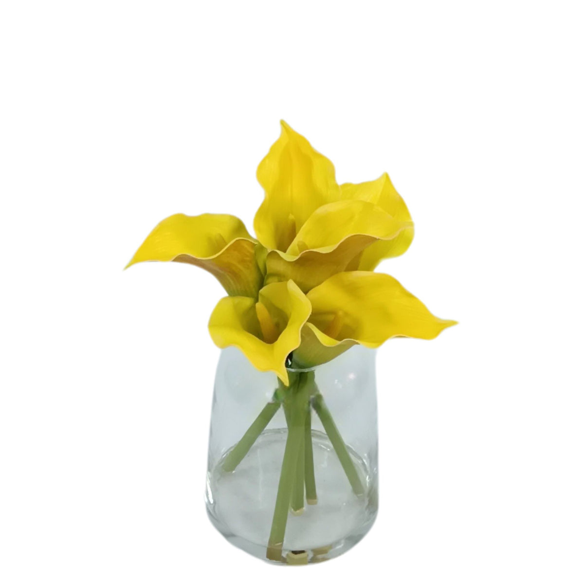 Arum Lily Yellow Arrangement in Glass Vase