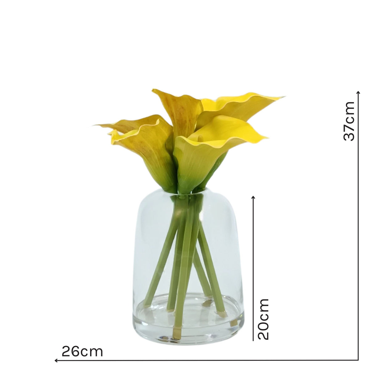 Arum Lily Yellow Arrangement in Glass Vase