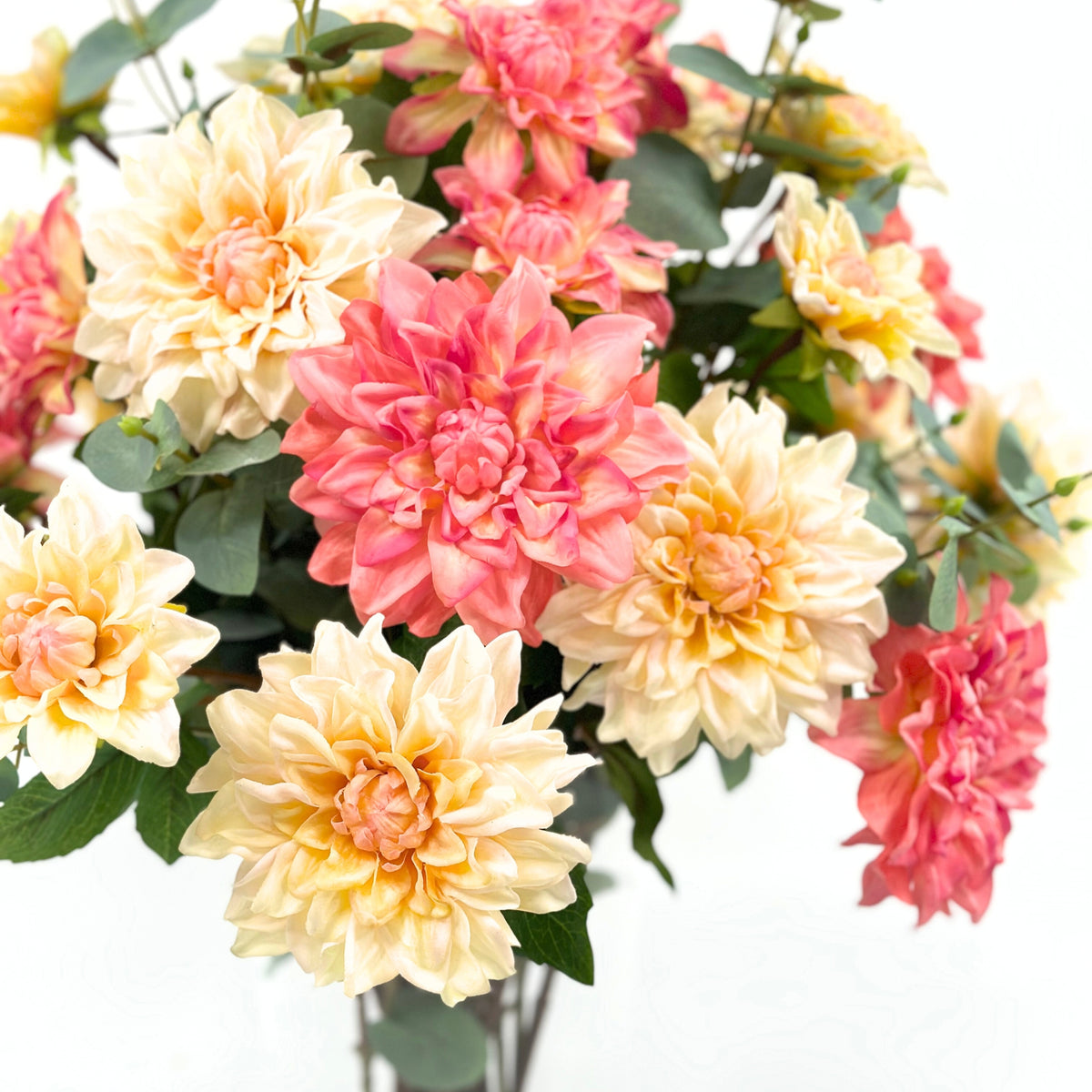 Dahlia Mixed Colours In Tapered Glass Vase