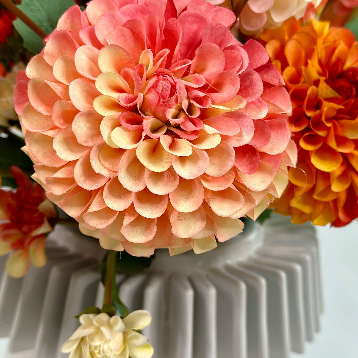 Dahlia Arrangement In Ceramic Vase
