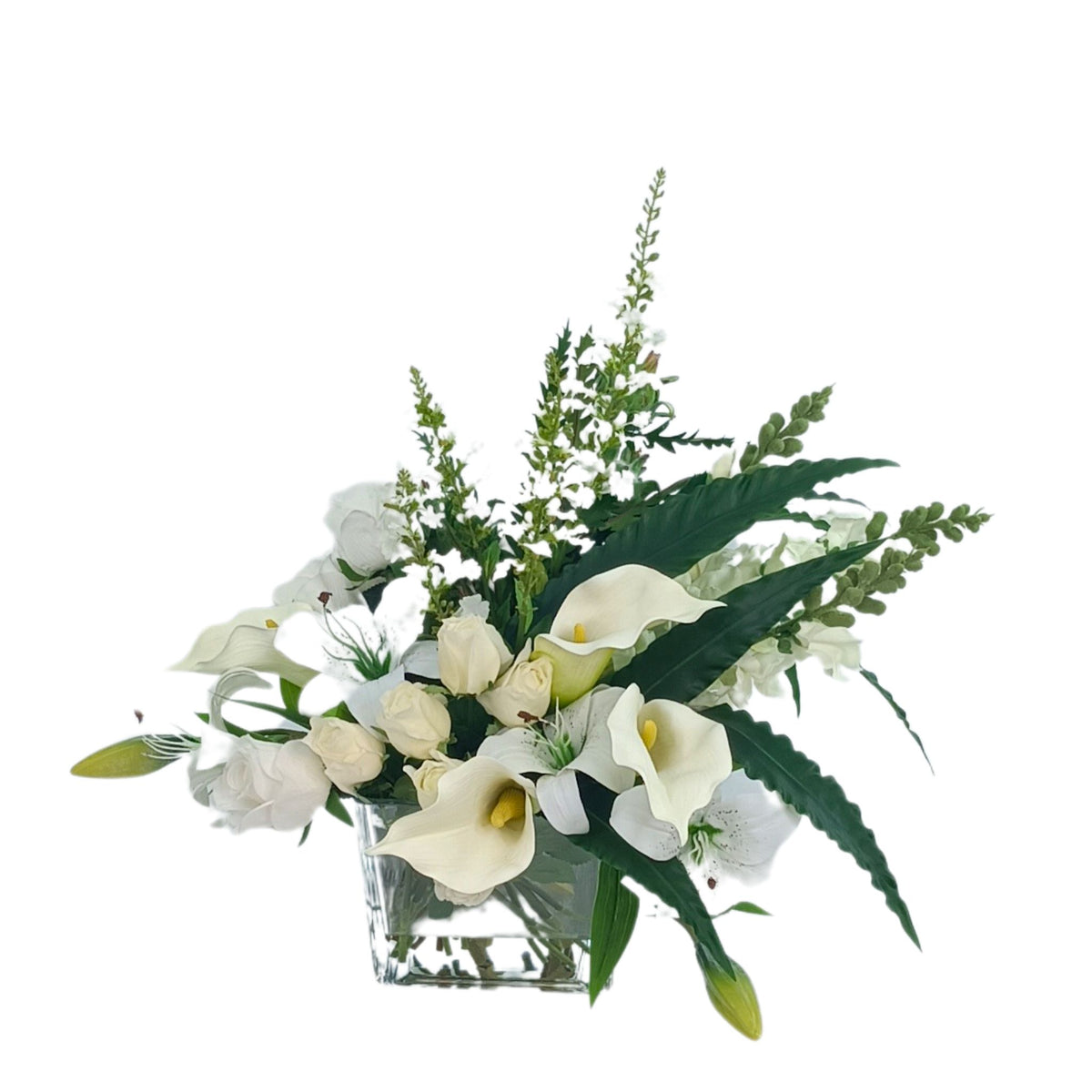 Mix Flower Arrangement White Tiger Lily Rose Snapdragon