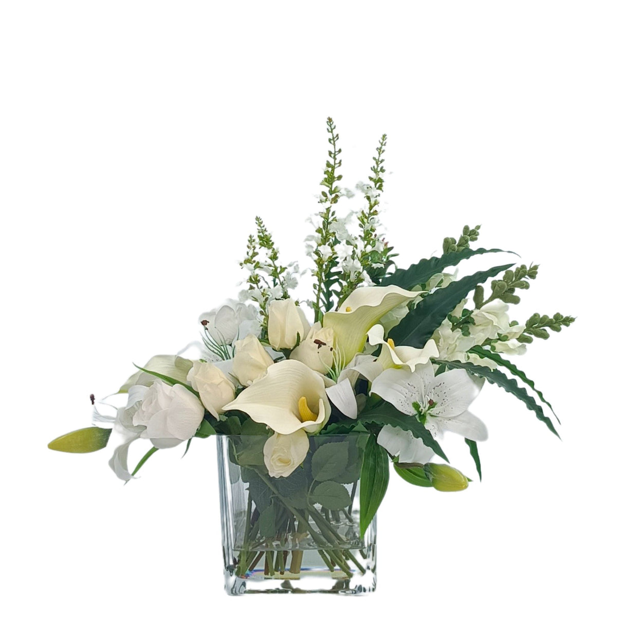 Mix Flower Arrangement White Tiger Lily Rose Snapdragon