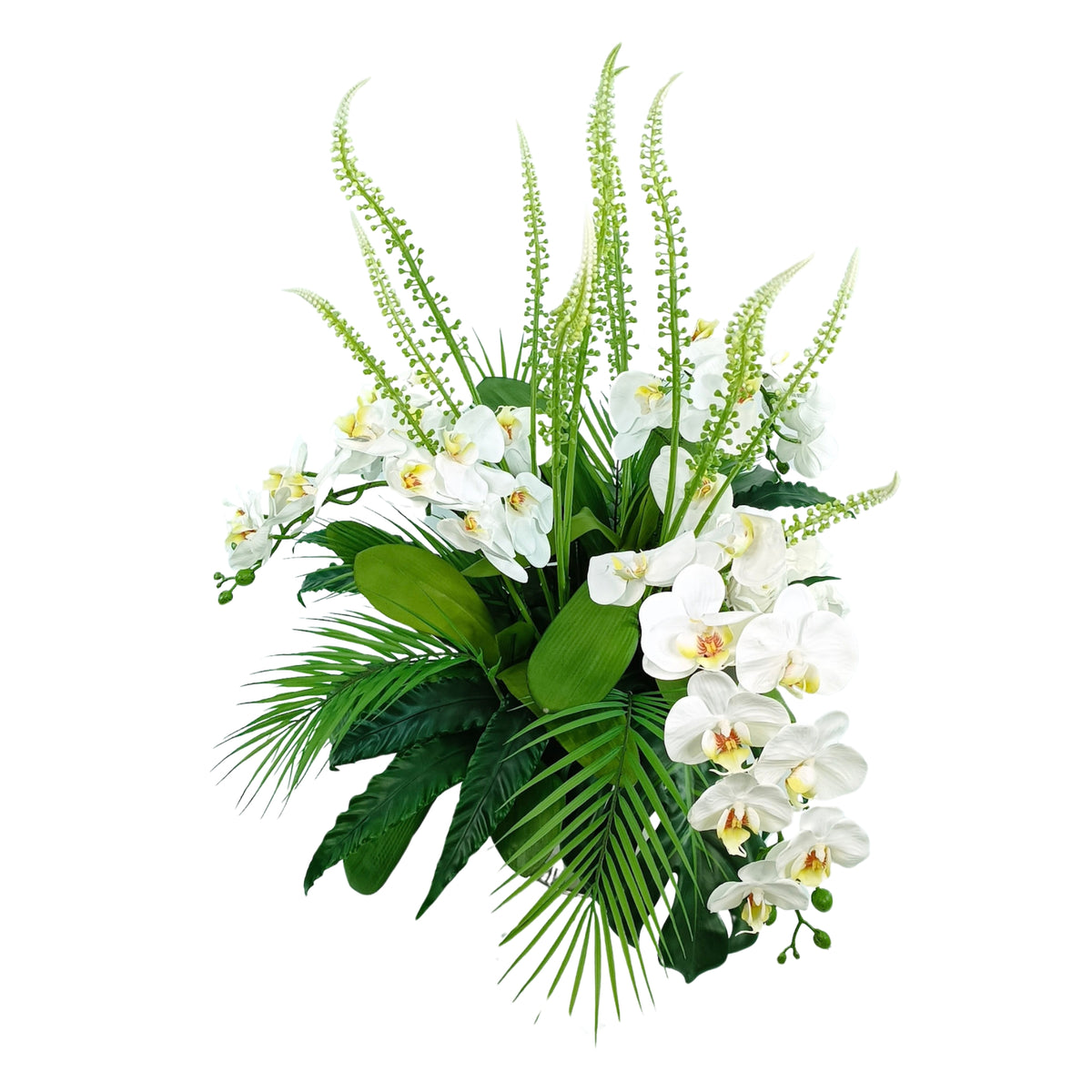 Phalaenopsis Orchid Arrangement White in Large Silver Tin