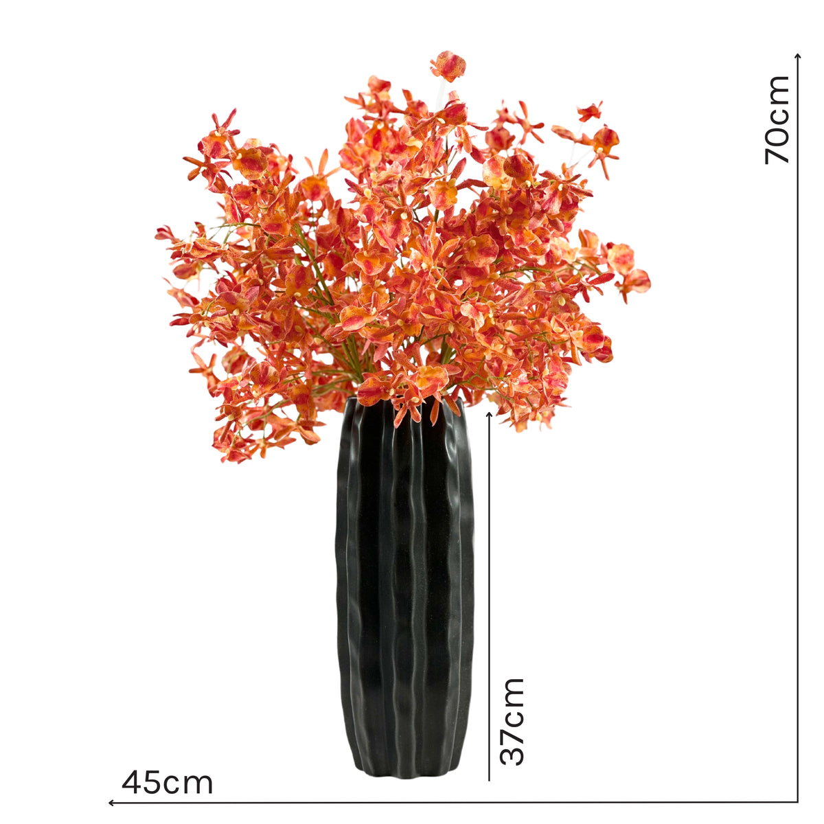 Oncidium Orange Arrangement in Black Ceramic Vase