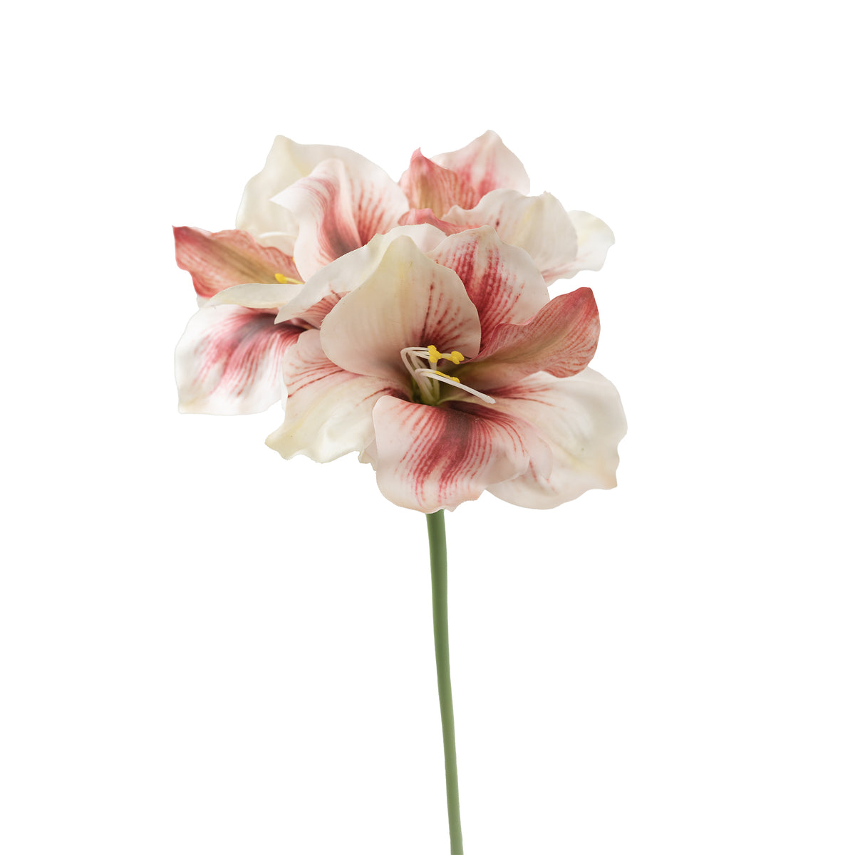 Amaryllis Red White Silk Flower Stem - 78cm