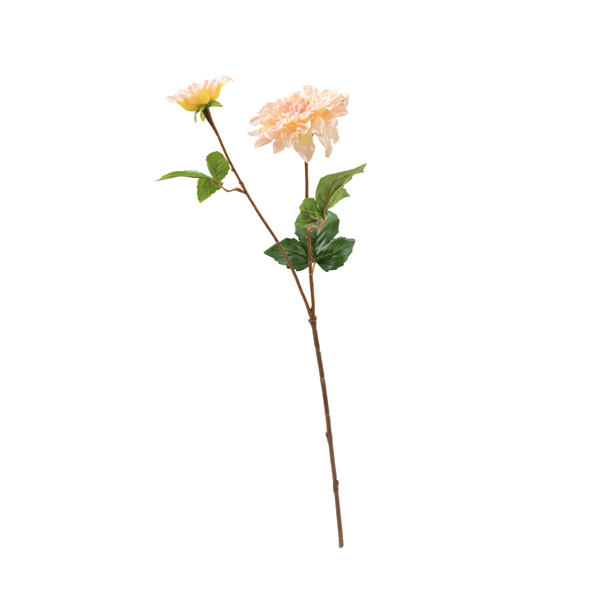 Dahlia Peach Pink Silk Flower Stem - 63cm