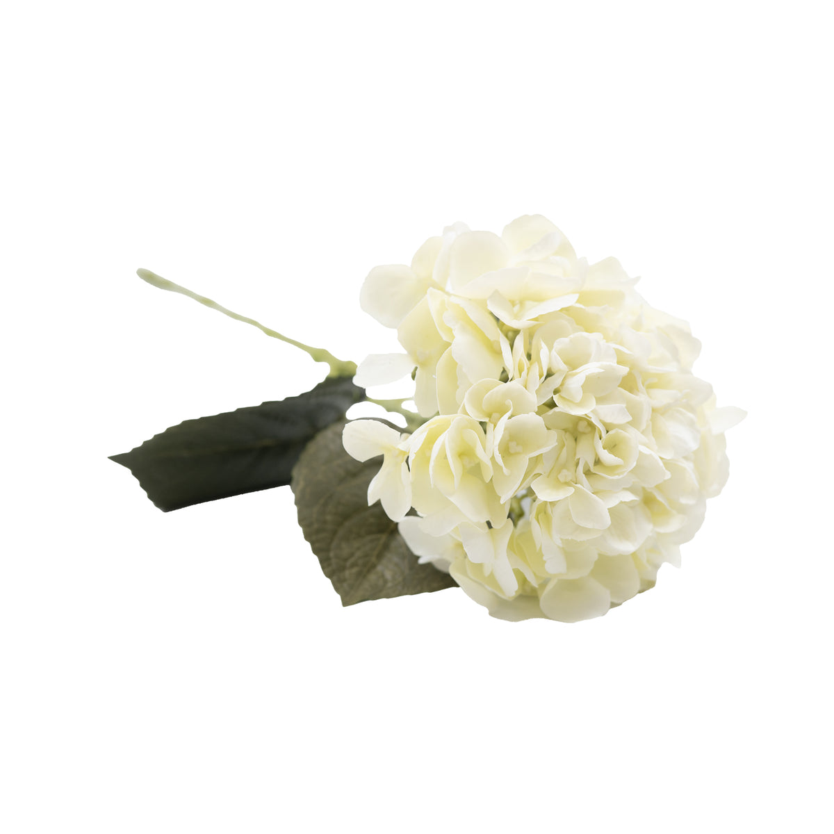 Hydrangea White Real Touch Silk Flower Stem - 65cm