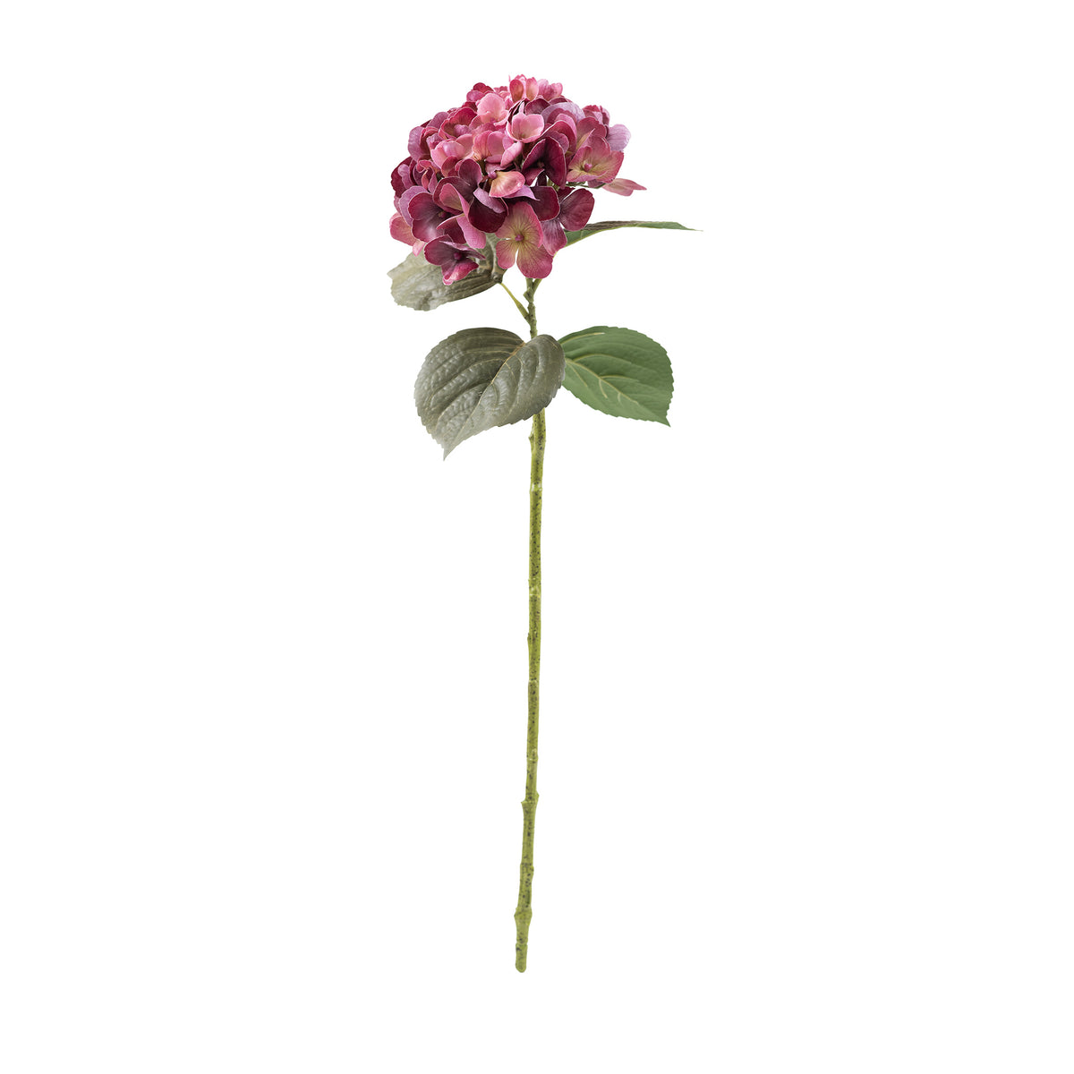 Hydrangea Purple Green Real Touch Silk Flower Stem - 65cm