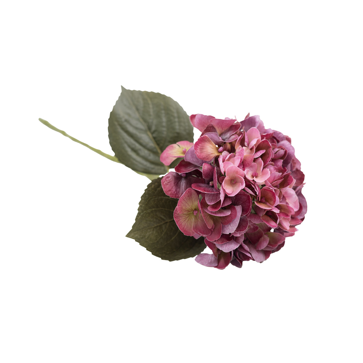 Hydrangea Purple Green Real Touch Silk Flower Stem - 65cm