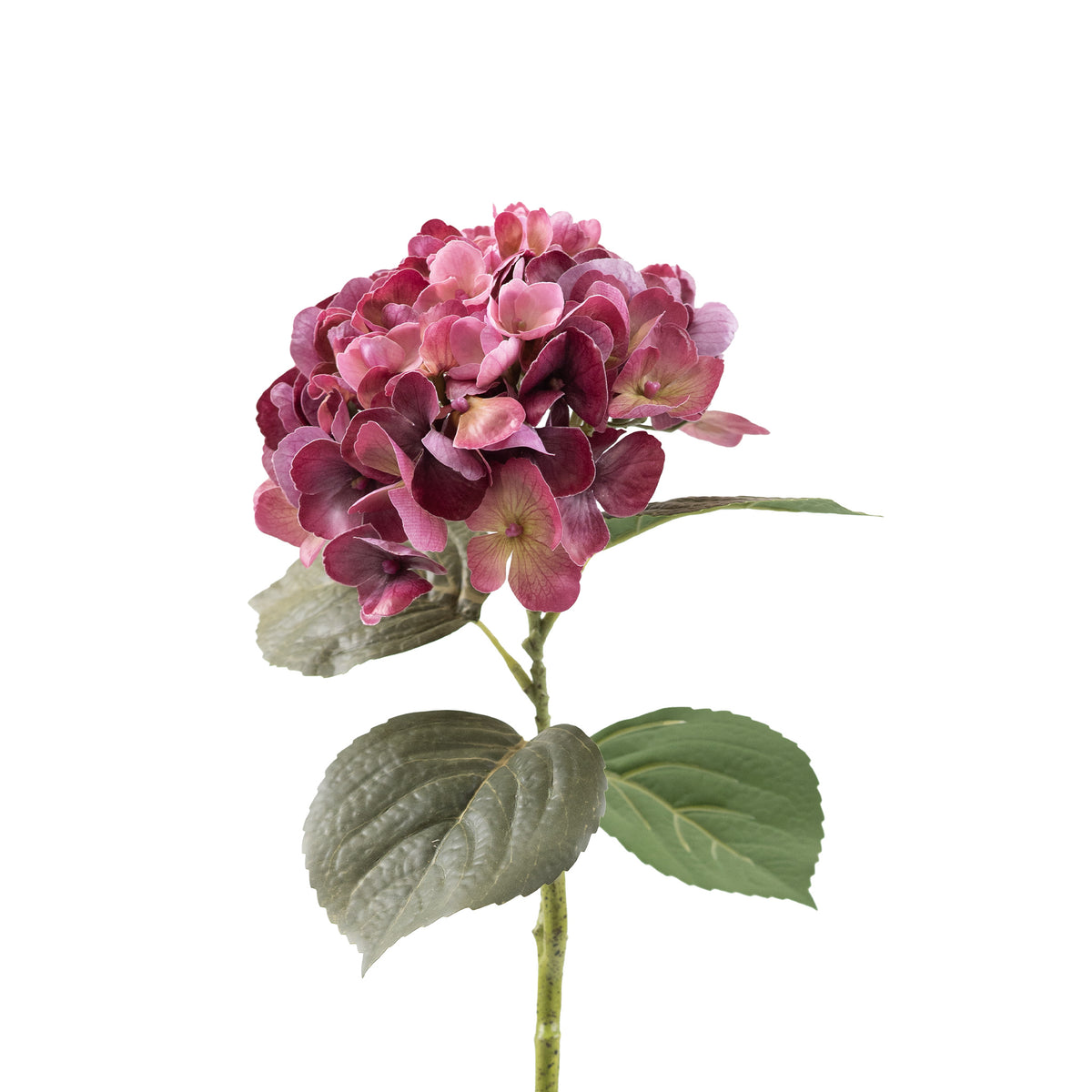 Hydrangea Purple Green Real Touch Silk Flower Stem - 65cm