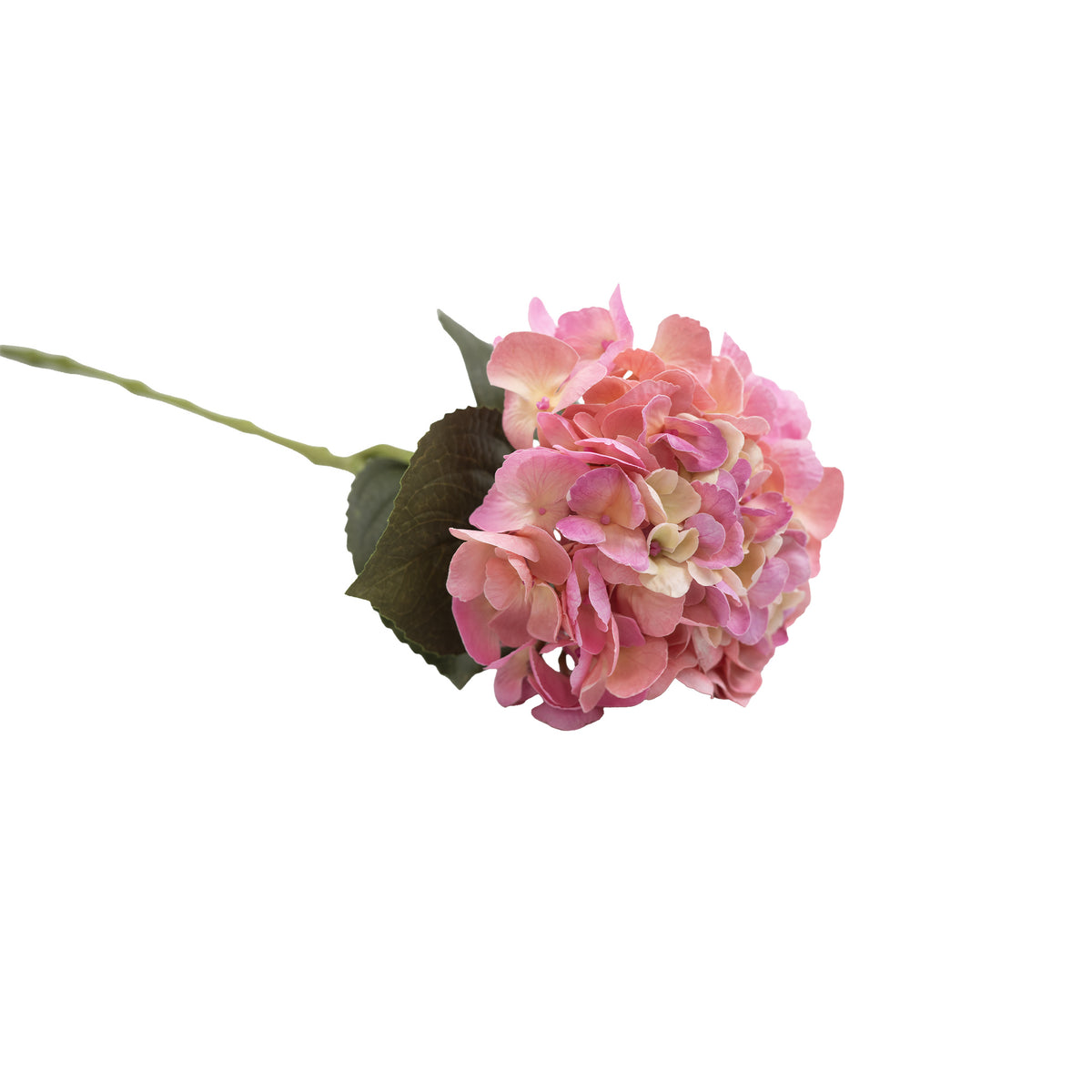 Hydrangea Pink Real Touch Silk Flower Stem - 65cm