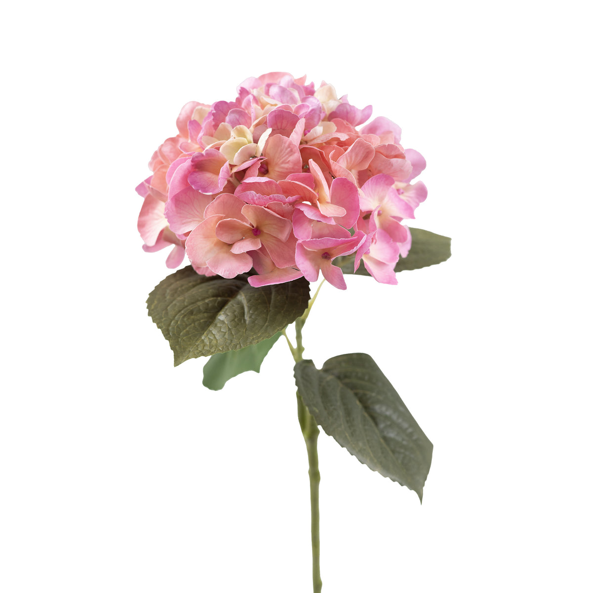 Hydrangea Pink Real Touch Silk Flower Stem - 65cm