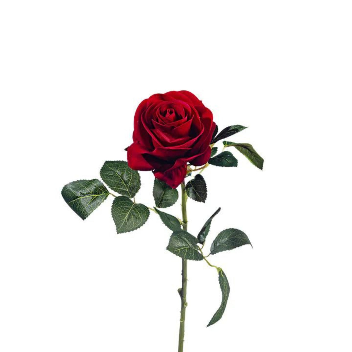 Velvet Red Rose Silk Flower Stem