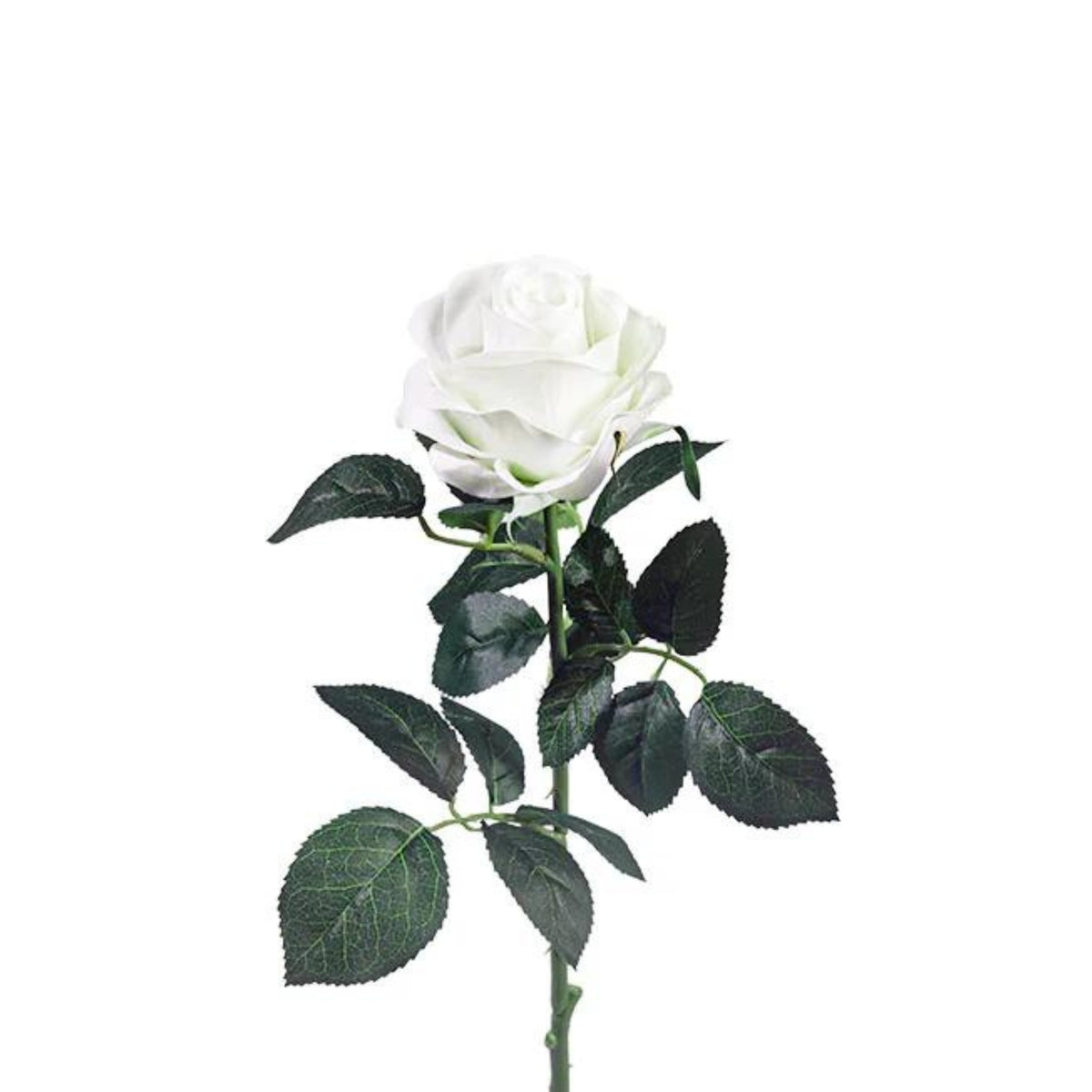 Velvet White Rose Silk Flower Stem