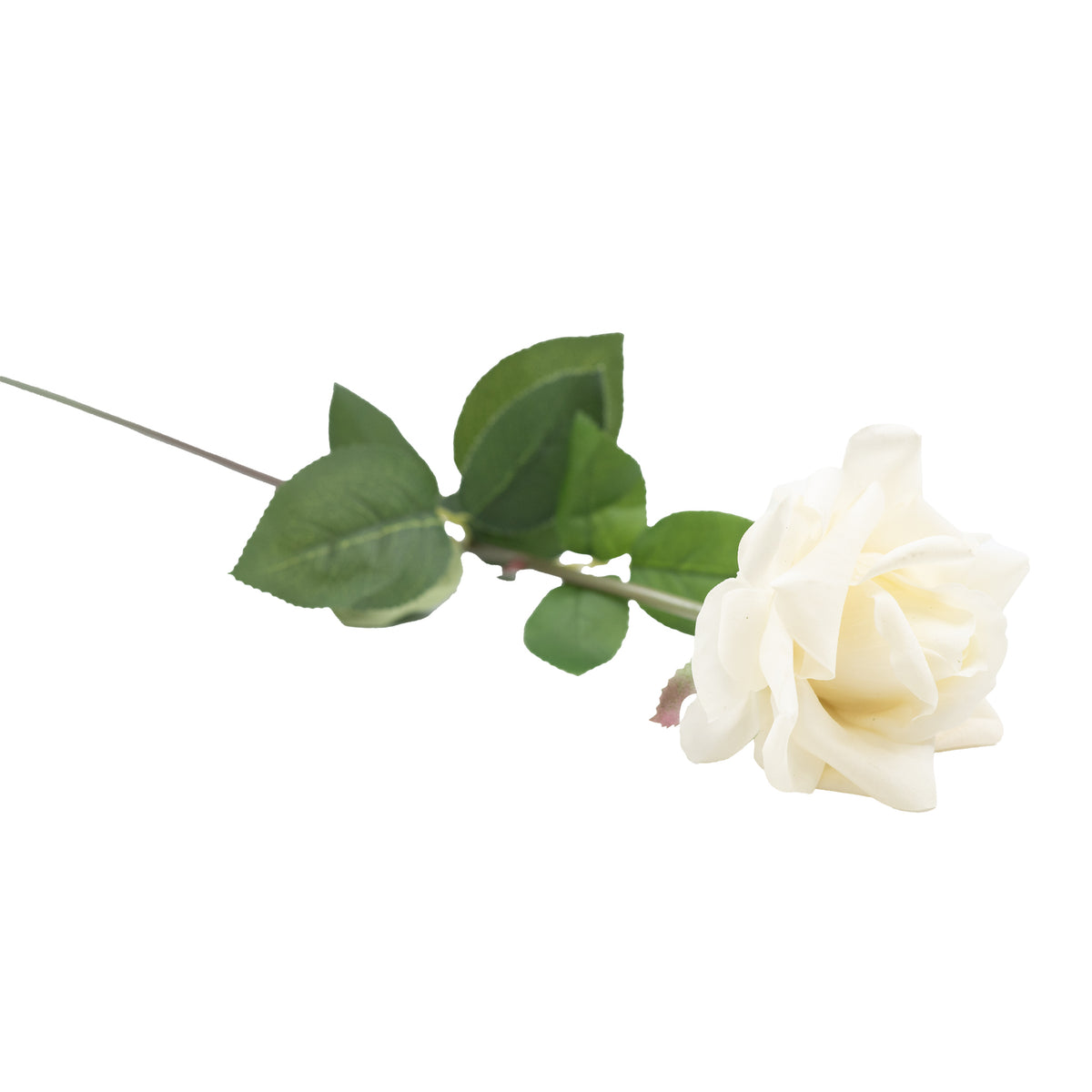 Open Rose White Real Touch Silk Flower Stem - 75cm