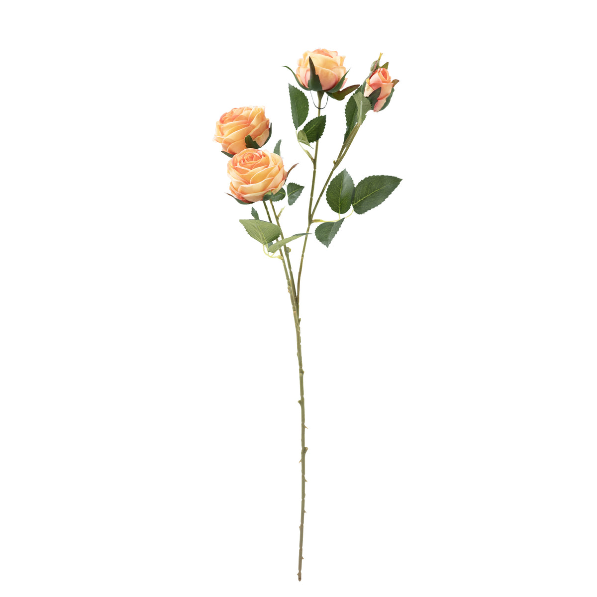 Rose Floribunda Peach Silk Flower Stem - 60cm