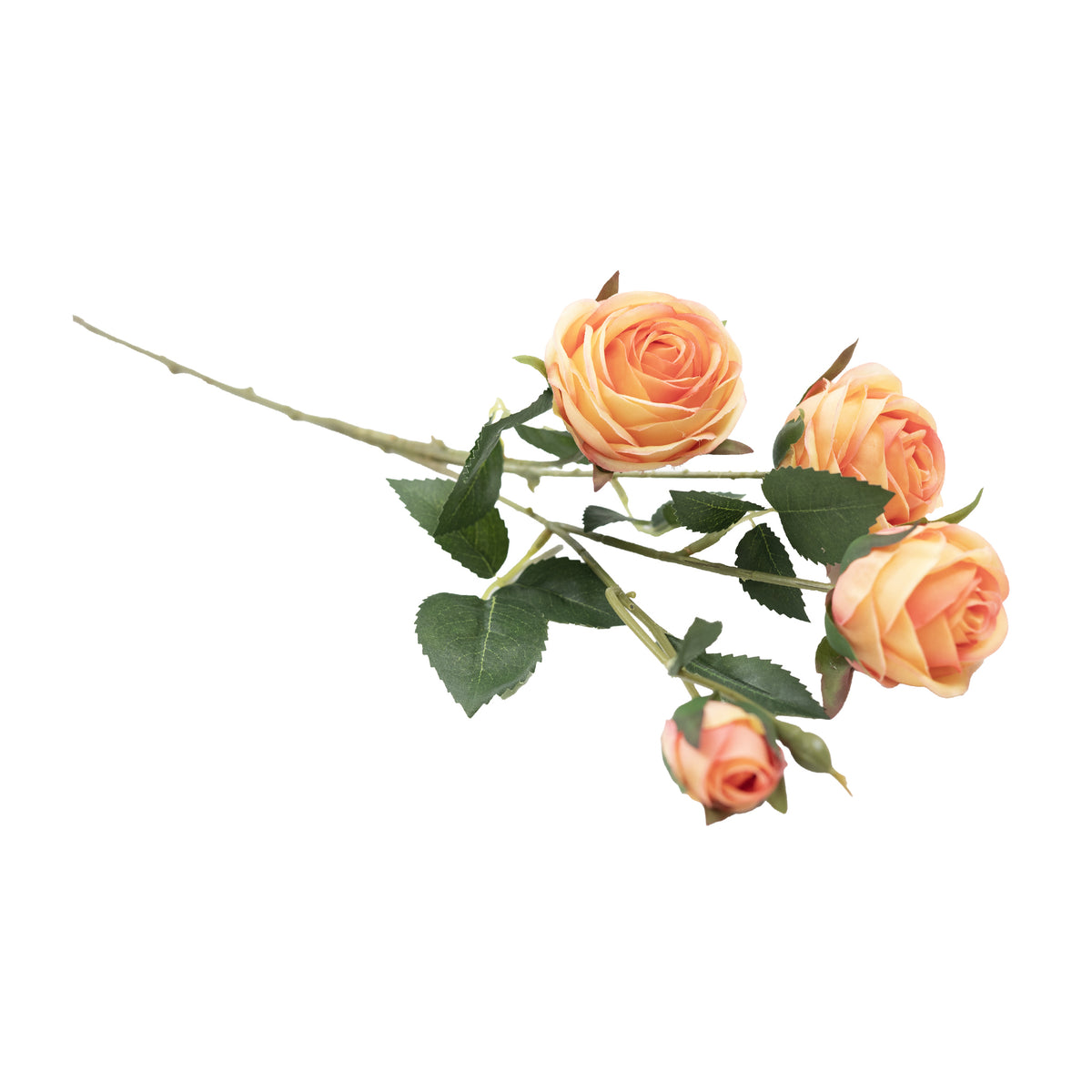 Rose Floribunda Peach Silk Flower Stem - 60cm