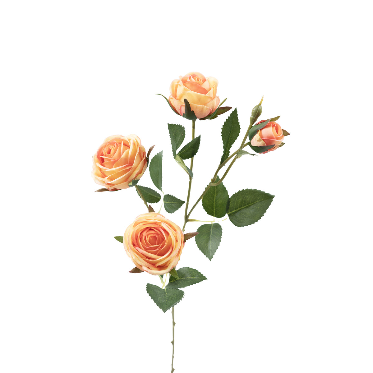 Rose Floribunda Peach Silk Flower Stem - 60cm