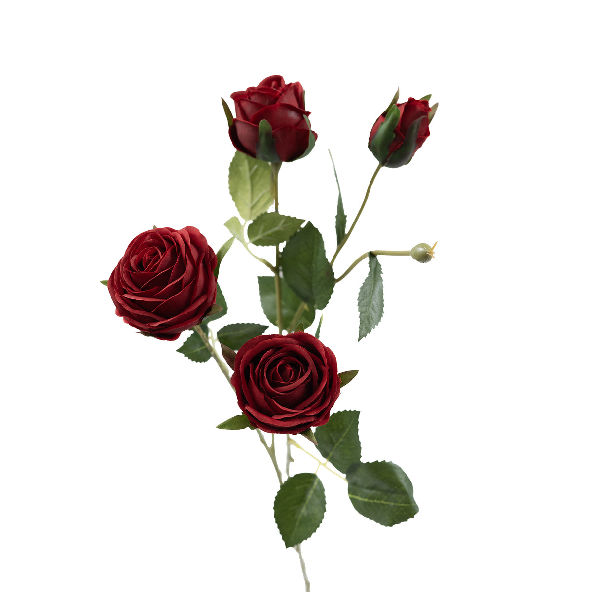 Rose Floribunda Red Silk Flower Stem - 60cm