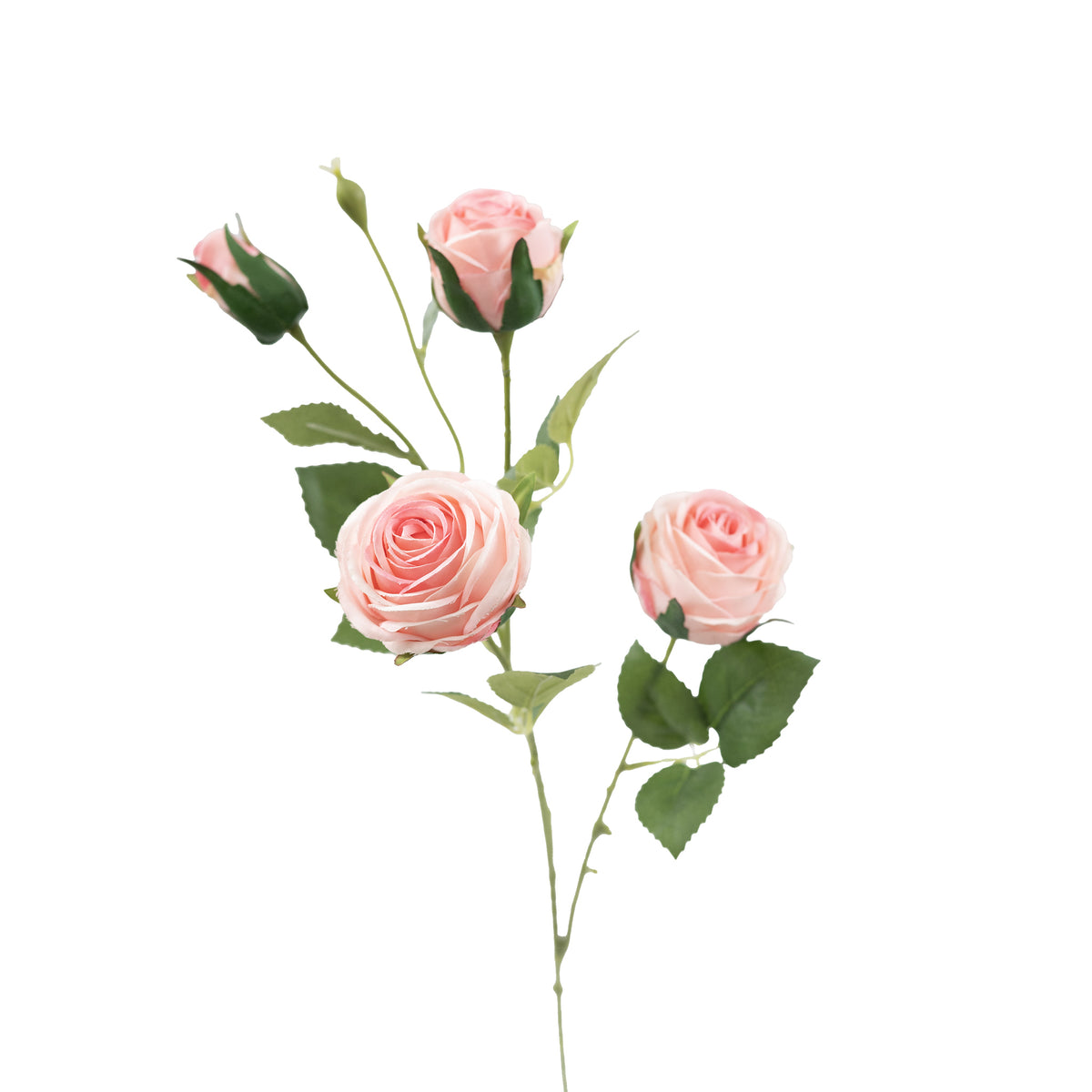 Rose Floribunda Pink Silk Flower Stem - 60cm