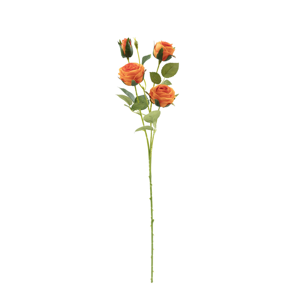 Rose Floribunda Orange Silk Flower Stem - 60cm