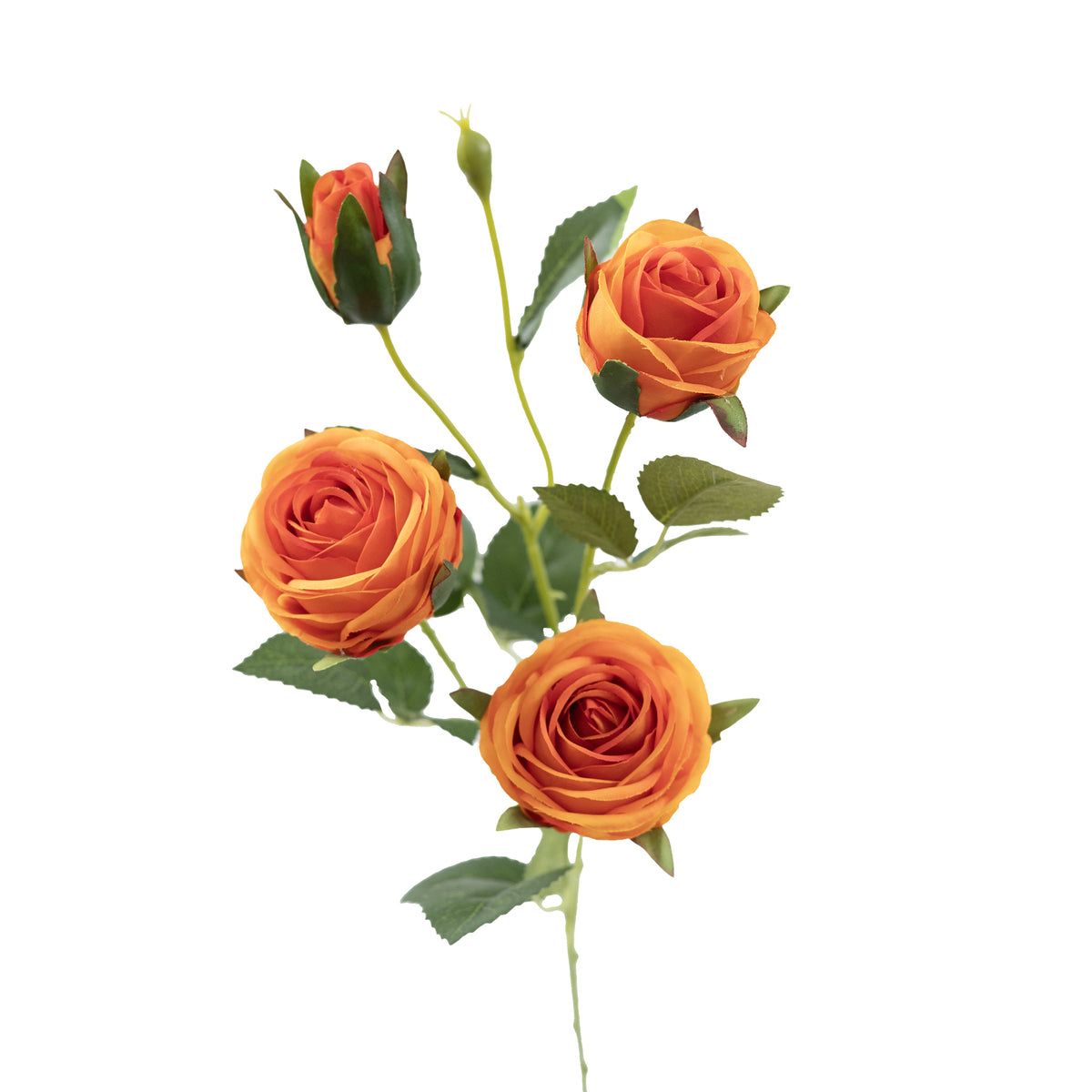 Rose Floribunda Orange Silk Flower Stem - 60cm