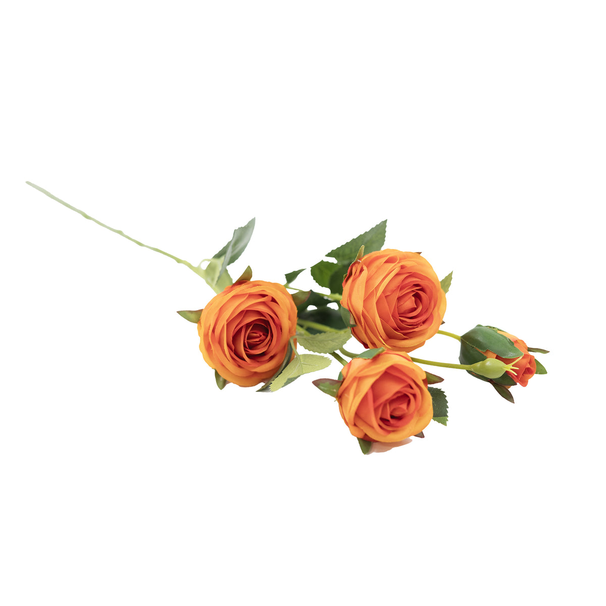 Rose Floribunda Orange Silk Flower Stem - 60cm