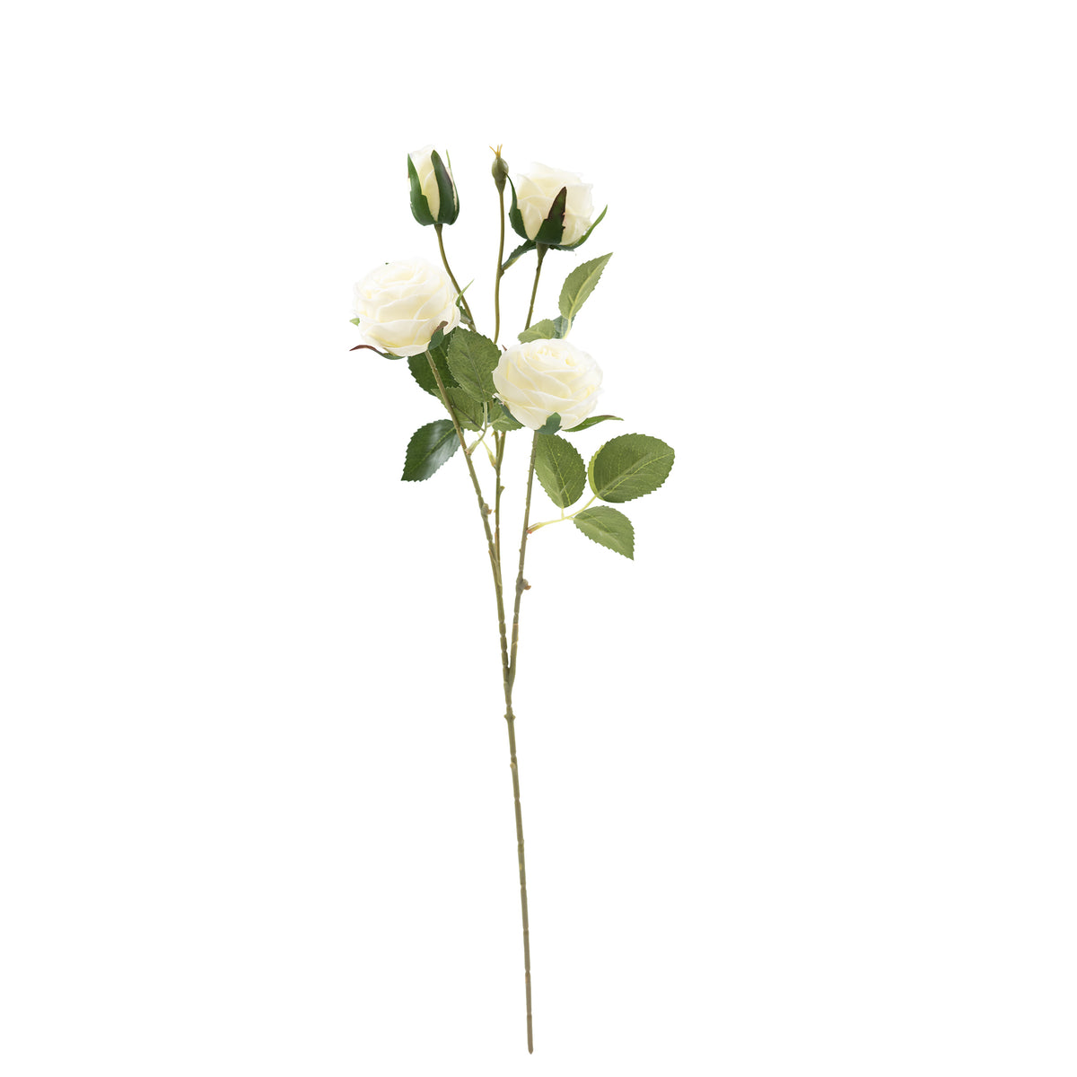 Rose Floribunda White Silk Flower Stem - 60cm