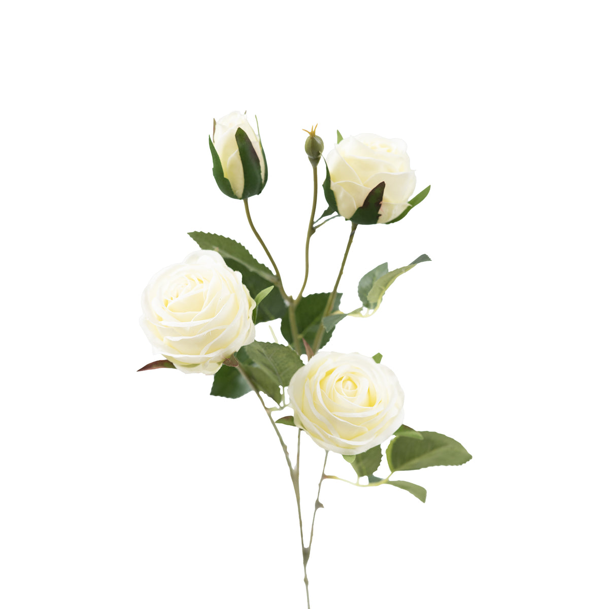 Rose Floribunda White Silk Flower Stem - 60cm