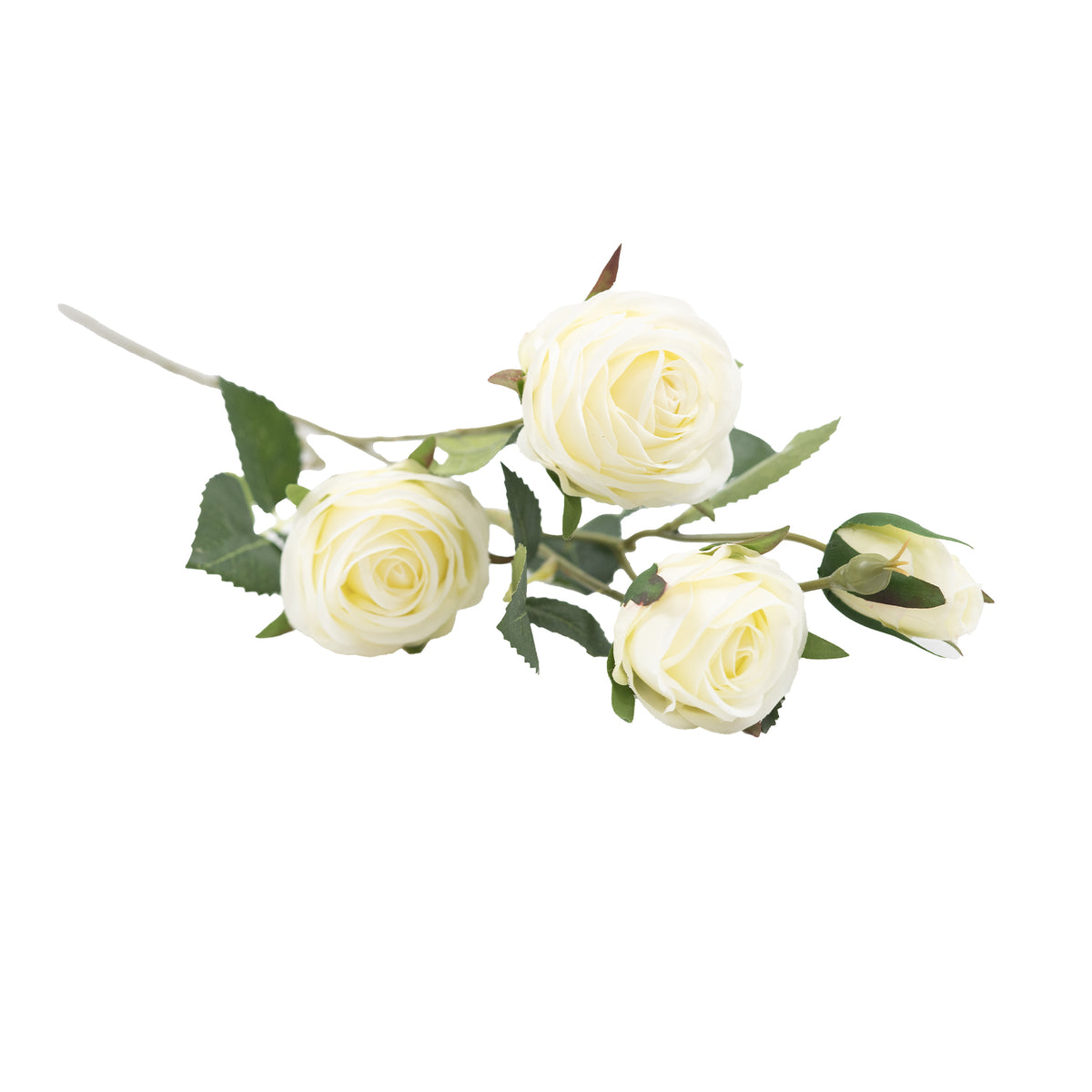 Rose Floribunda White Silk Flower Stem - 60cm