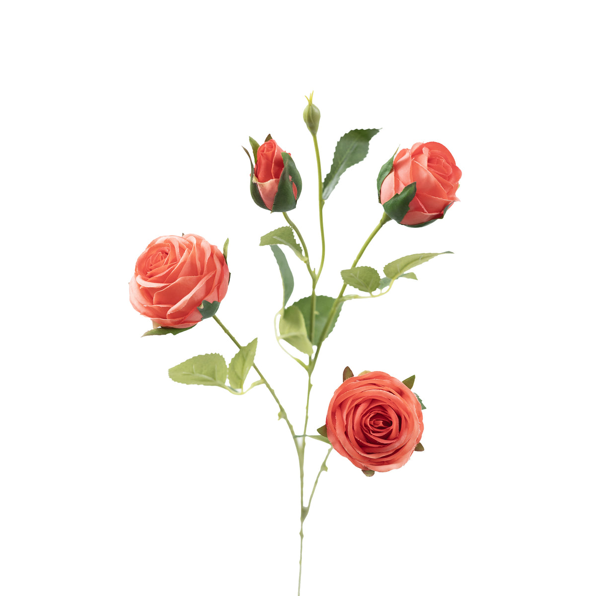 Rose Floribunda Salmon Pink Silk Flower Stem - 60cm