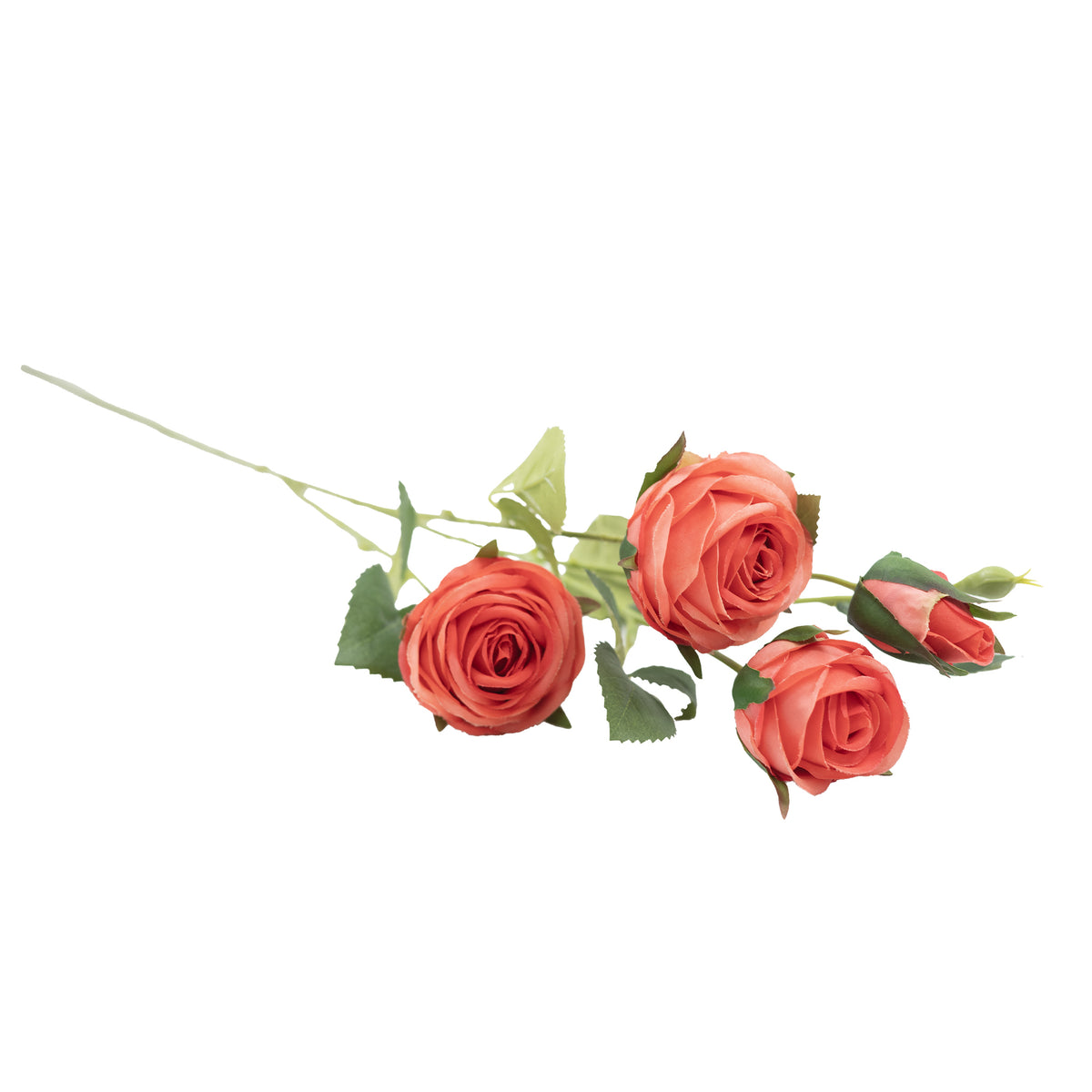 Rose Floribunda Salmon Pink Silk Flower Stem - 60cm