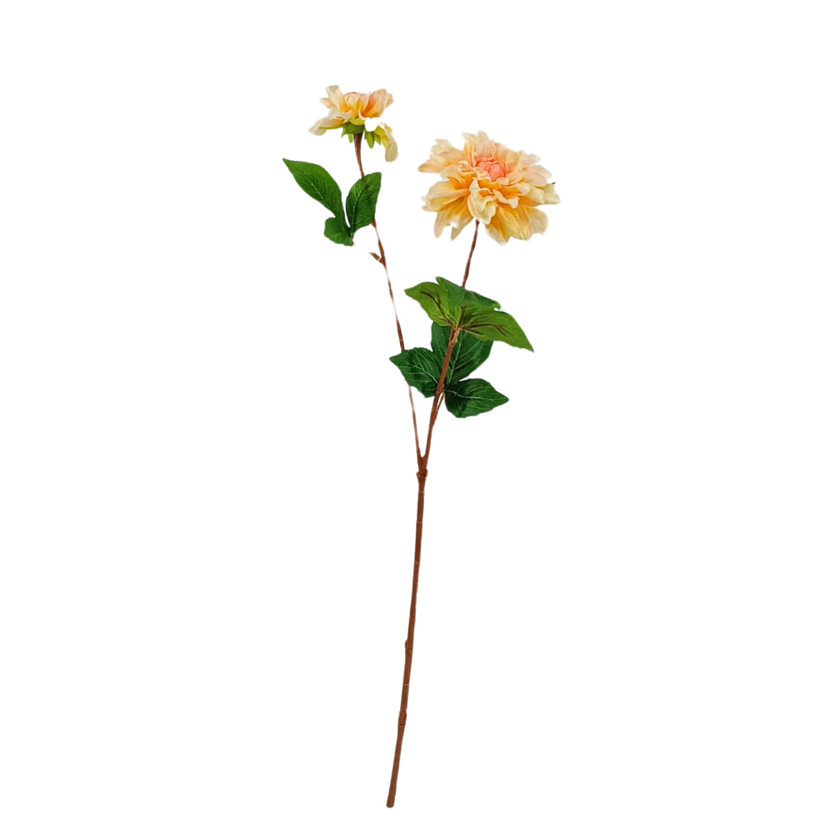 Dahlia 2 Heads Apricot Silk Flower Stem - 60cm