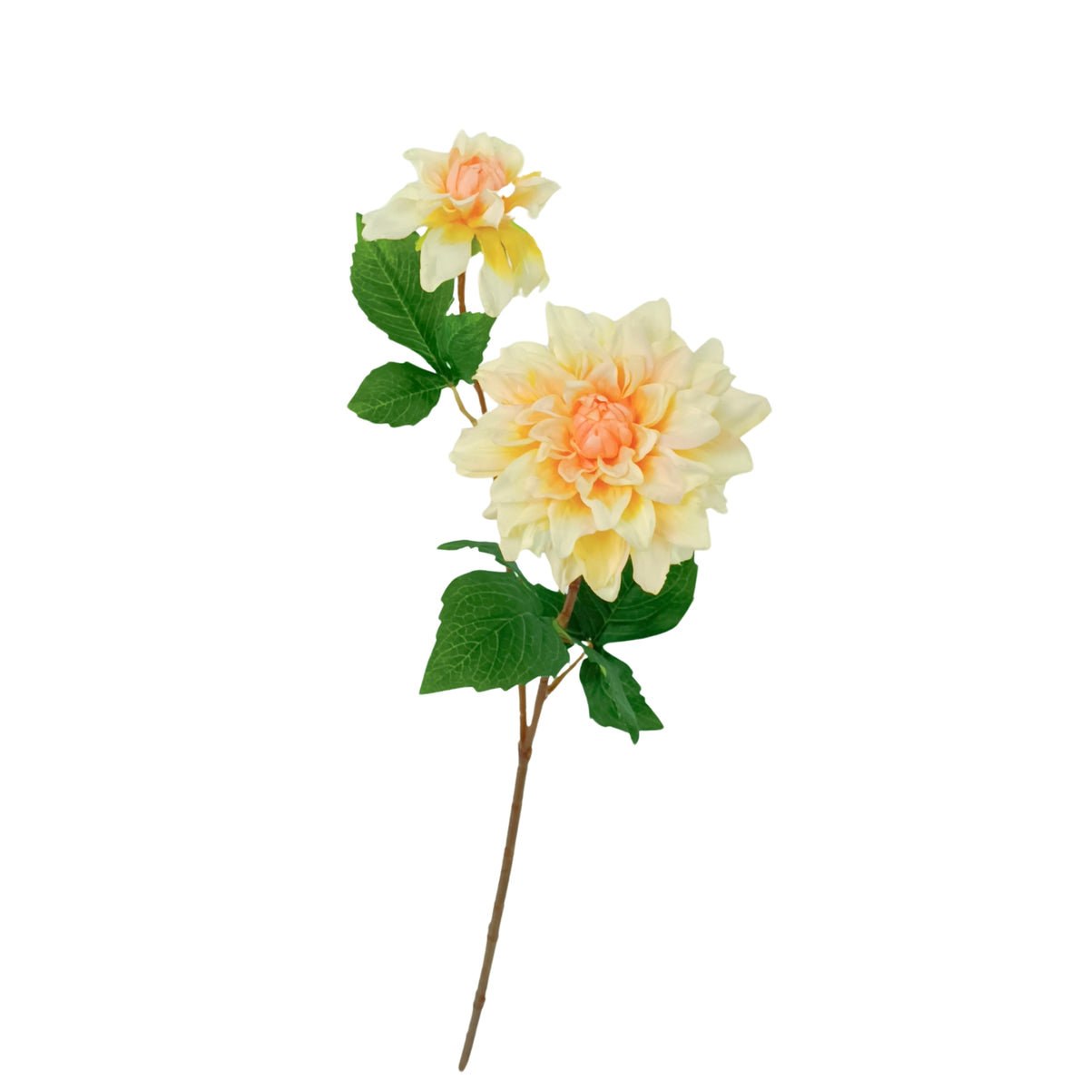 Dahlia 2 Heads Apricot Silk Flower Stem - 60cm