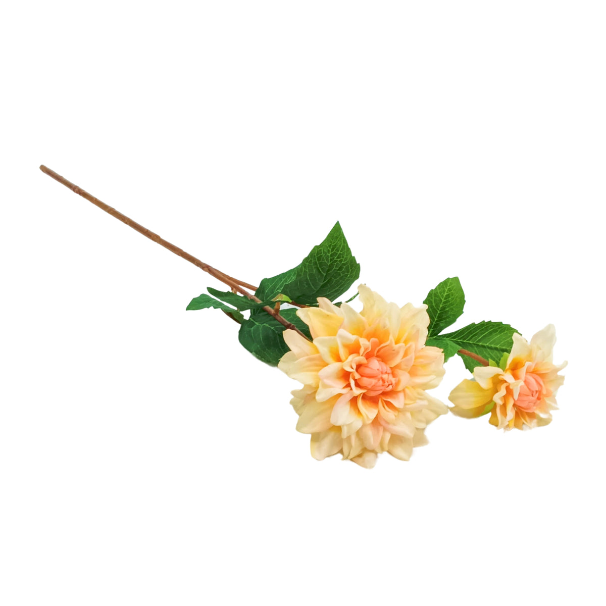 Dahlia 2 Heads Apricot Silk Flower Stem - 60cm