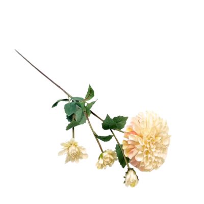 Dahlia Pom Pom Cream Pink Silk Flower Stem - 80cm