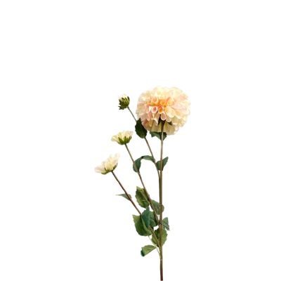 Dahlia Pom Pom Cream Pink Silk Flower Stem - 80cm