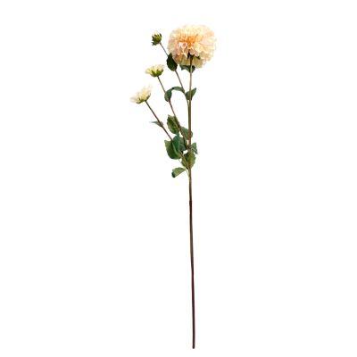 Dahlia Pom Pom Cream Pink Silk Flower Stem - 80cm