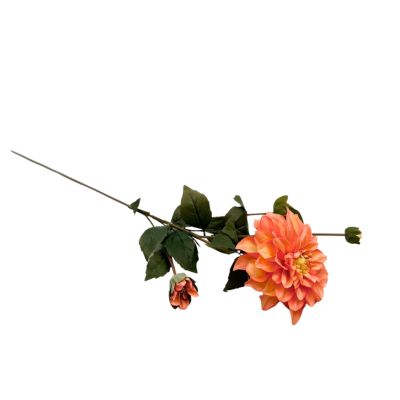 Dahlia Apricot Desire Silk Flower Stem - 70cm - lying down view. Available from Plant Couture. www.plantcouture.co.za