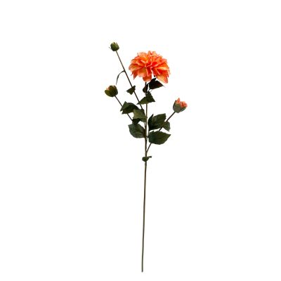 Dahlia Apricot Desire Silk Flower Stem - 70cm. Full Stem view. Available from Plant Couture. www.plantcouture.co.za