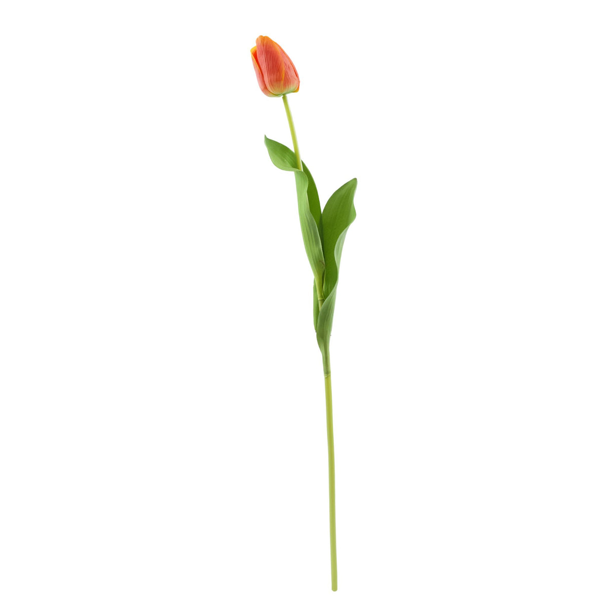 Tulip Orange Red Real Touch Silk Flower Stem - 65cm