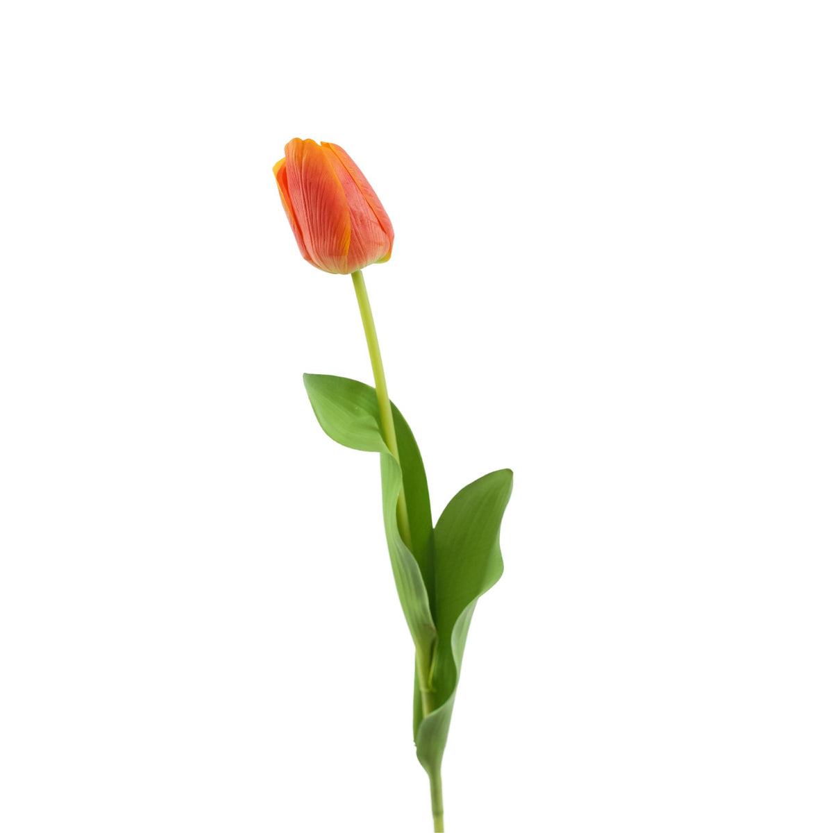 Tulip Orange Red Real Touch Silk Flower Stem - 65cm